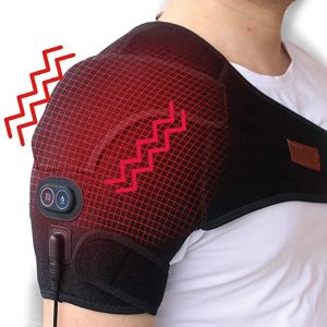 CREATRILL Massaging Heated Shoulder Wrap Brace, Shoulder Heat Therapy Wrap Heating Pad for Muscle Pain Relief, Frozen Shoulder, Bursitis, Tendonitis, Rotator Cuff