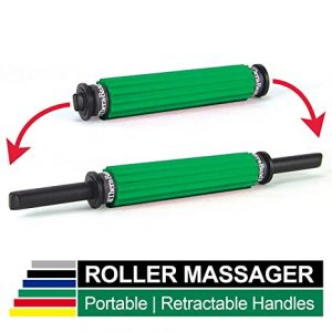 TheraBand Roller Massager +, Portable Muscle Rolling Stick with Retractable Handles for Self-Myofascial Release, Deep Tissue & Trigger Point Massage, Gifts for Runners, Athletes, Crossfit