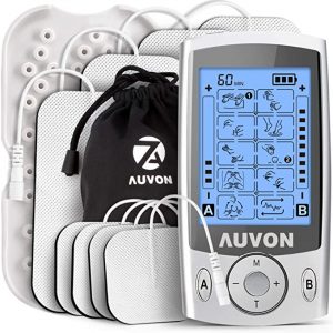 AUVON Dual Channel TENS Unit Muscle Stimulator Machine with 20 Modes, 2" and 2"x4" TENS Unit Electrode Pads