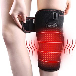 Arealer Heated Knee Massager for Muscle Pain Relief, Vibration & Rechargeable Knee Heating Pad for Joint Pain Arthritis, 53x30cm, Black, (Single Pack)
